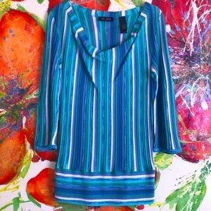 Axcess Vertical Striped 3/4-Length-Sleeved Top